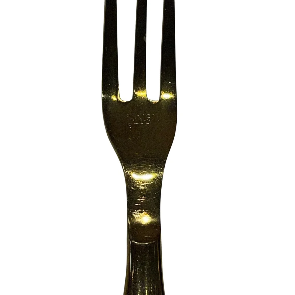 Vintage‎ Gold Appetizer Oyster Fork and Knife with Sleeve Made in Japan GUC Read